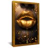 quadro labios dourados dourado