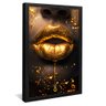 quadro labios dourados preto