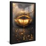 quadro labios dourados preto reflexo