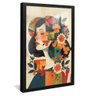 quadro mulher em mosaico preto reflexo