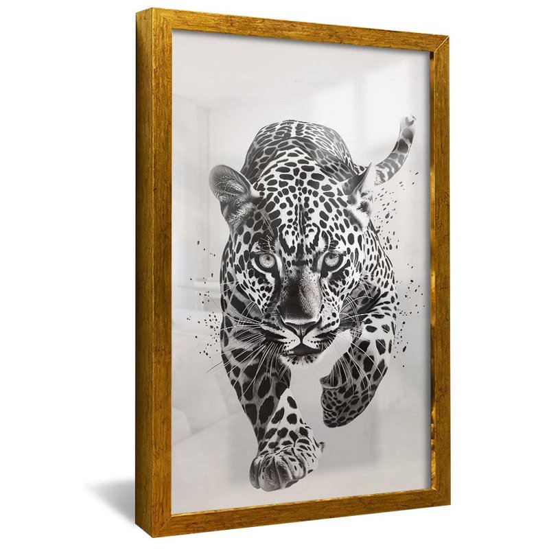 quadro piintura onca pintada dourado reflexo