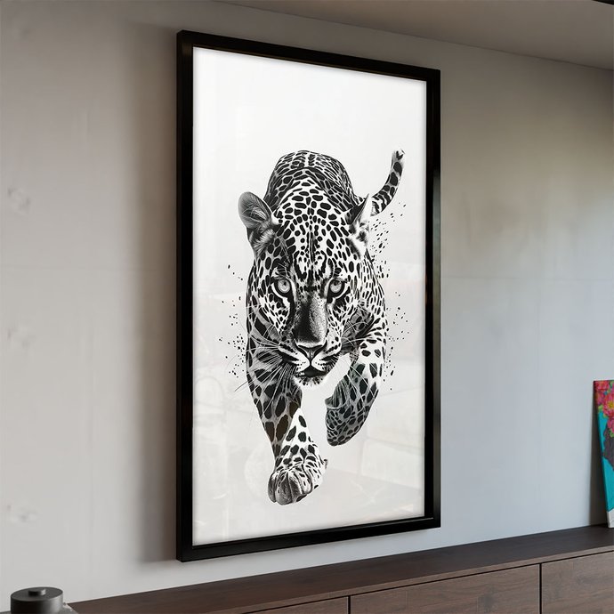 1 quadro pintura onca pintada preto