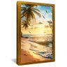 quadro praia tropical dourado