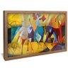 quadro decorativo abstrato yellow mix v828 moldura de madeira com vidro