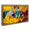 quadro decorativo abstrato yellow mix v828 moldura de madeira