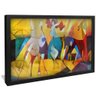 quadro decorativo abstrato yellow mix v828 moldura preta com vidro