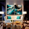 quadros decorativo abstrato luxo verde e gold kit com 2 quadros 01