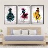 quadro decorativo abstrato aquarela bailarina kit de 3 telas moldura preta