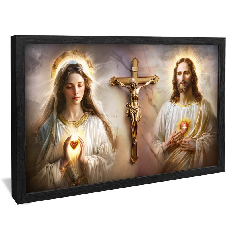 quadro cristo e nossa senhor preto