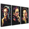 quadros decorativos 3 pecas elon musk steve jobs e bill gates moldura preta com vidro