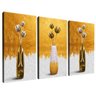 quadros decorativos 3 pecas vasos gold v401 borda infinita