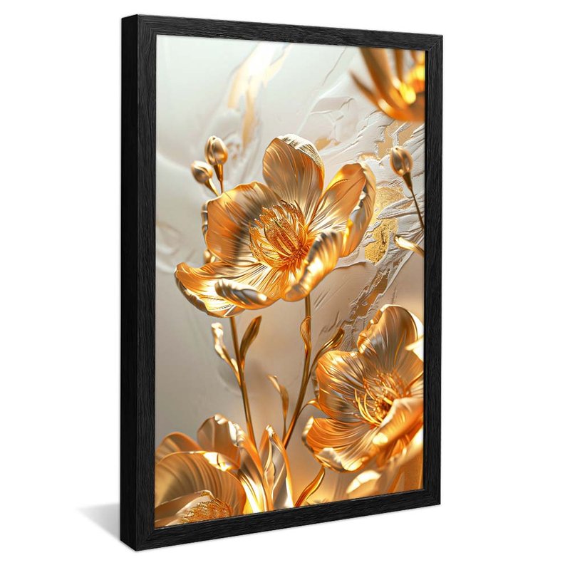 quadro floral 3d preto