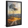 quadro decorativo pintura caminho no campo v1821 moldura preta com vidro