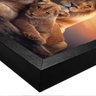 quadro decorativo familia de leoes com 3 filhotes zoom moldura preta