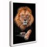 quadro decorativo leao africano moldura branca