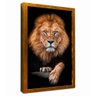 quadro decorativo leao africano moldura dourado