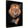 quadro decorativo leao africano moldura preta com vidro