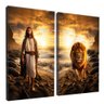 quadros decorativo jesus e leao na praia v1575 borda infinita