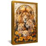 quadro decorativo familia leao em mosaico v1371 moldura dourada