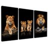 quadros decorativos 3 pecas familia de leoes v1497 borda infinita