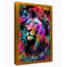 quadro decorativo street arte leao moldura dourada