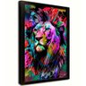 quadro decorativo street arte leao moldura preta