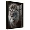quadro decorativo lion johnny moldura preta com vidro