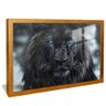 quadro decorativo leao negro v1829 moldura dourada com vidro