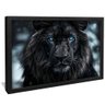 quadro decorativo leao negro v1829 moldura preta