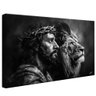 quadro decorativo jesus e leao preto e branco v1749 borda infinita