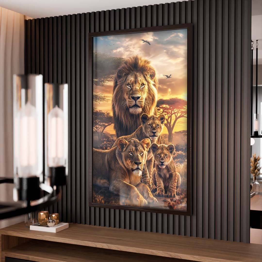 Quadro Decorativo Família de Leões V1748 - Casa Linda Decorações