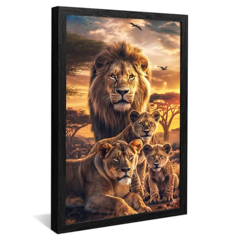 Quadro Decorativo Família de Leões V1748 - Casa Linda Decorações