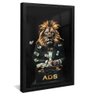 quadro decorativo leao ads v1628 moldura preta com vidro
