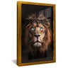 quadro decorativo leao juda com coroa de espinhos v1559 moldura dourada com vidro