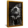 quadro decorativo rugido do leao v1552 moldura dourada com vidro
