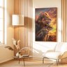 quadro decorativo retrato leoes no por do sol v1443 02