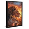 quadro decorativo leoes no por do sol v1441 moldura preta
