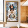 2 quadro pintura mosaico jesus dourado