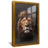 quadro leao coroa espinhos dourado reflexo