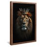 quadro decorativo leao com coroa do rei v1059 moldura de madeira com vidro