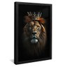 quadro decorativo leao com coroa do rei v1059 moldura preta com vidro