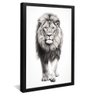 quadro decorativo desenho leao caminhando v982 moldura preta
