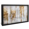 quadro decorativo pintura rustica branca e dourada v1730 moldura preta com vidro