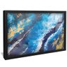 quadro decorativo pintura abstrata ondas v1714 moldura preta com vidro