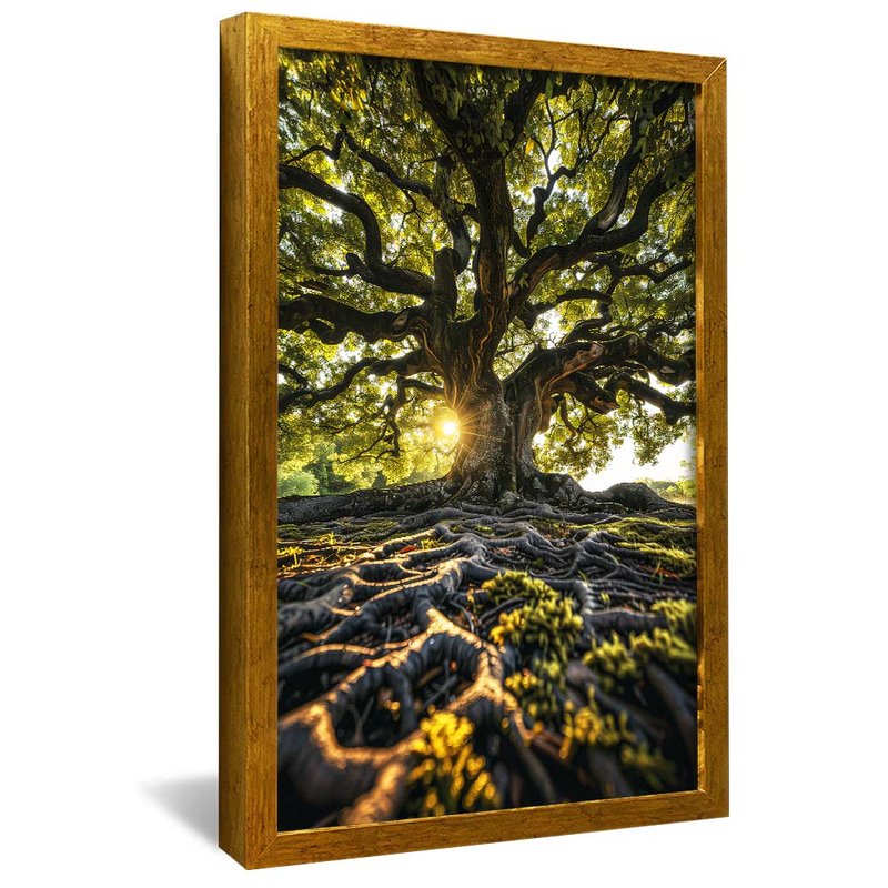 quadro arvore suas raizes dourado