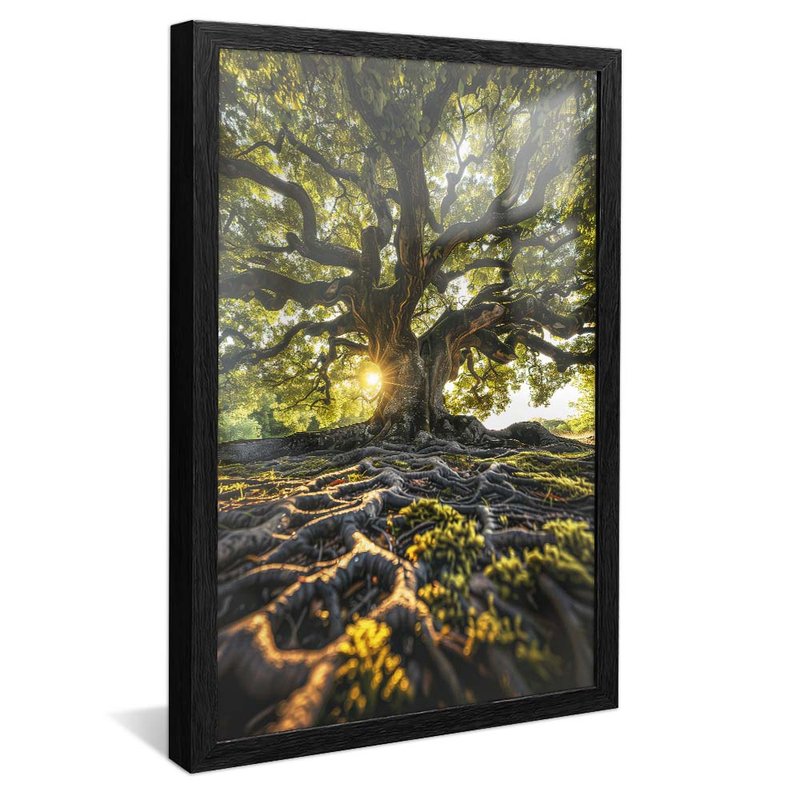quadro arvore suas raizes preto reflexo