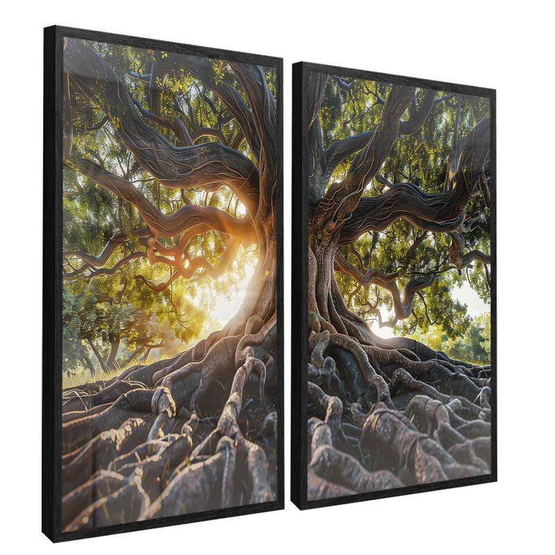 quadro duo floresta punjante preto reflexo