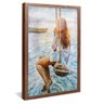 quadro decorativo pintura mulher no balanco v1713 moldura de madeira com vidro
