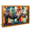 quadro decorativo pintura rinoceronte v1703 moldura dourada