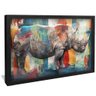 quadro decorativo pintura rinoceronte v1703 moldura preta com vidro